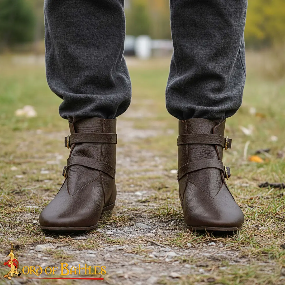 Medieval Ankle Boots – Handcrafted Leather Footwear with Brass Buckle Closures Medieval Ankle Boots – Handcrafted Leather Footwear with Brass Buckle Closures - Image 8