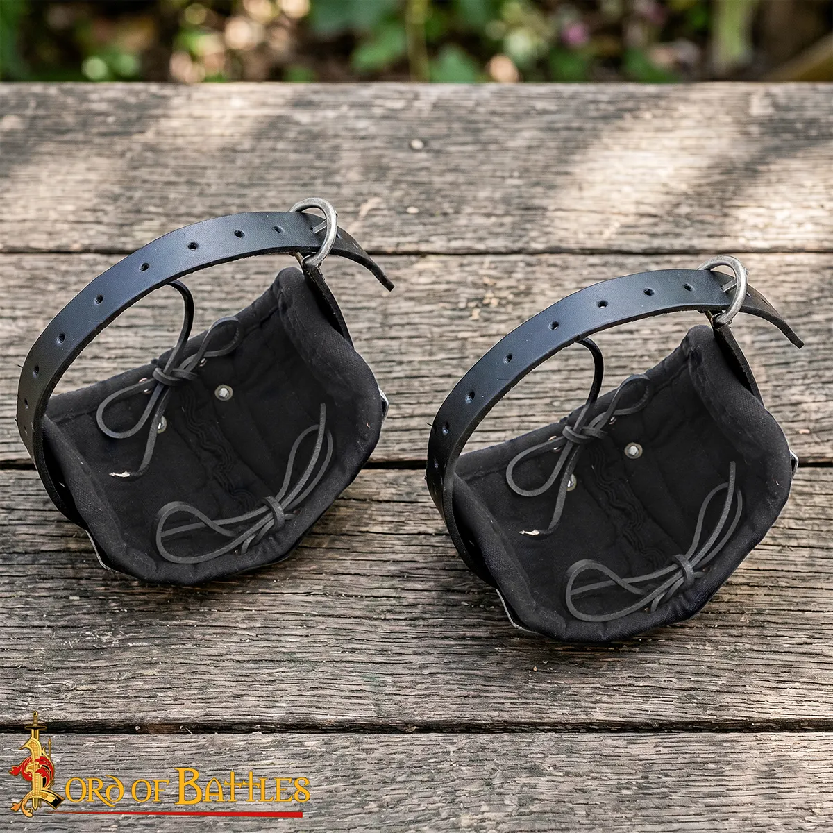 13th - 14th century Knight Poleyns Suede Lined Knee Cops 16 gauge - Image 6