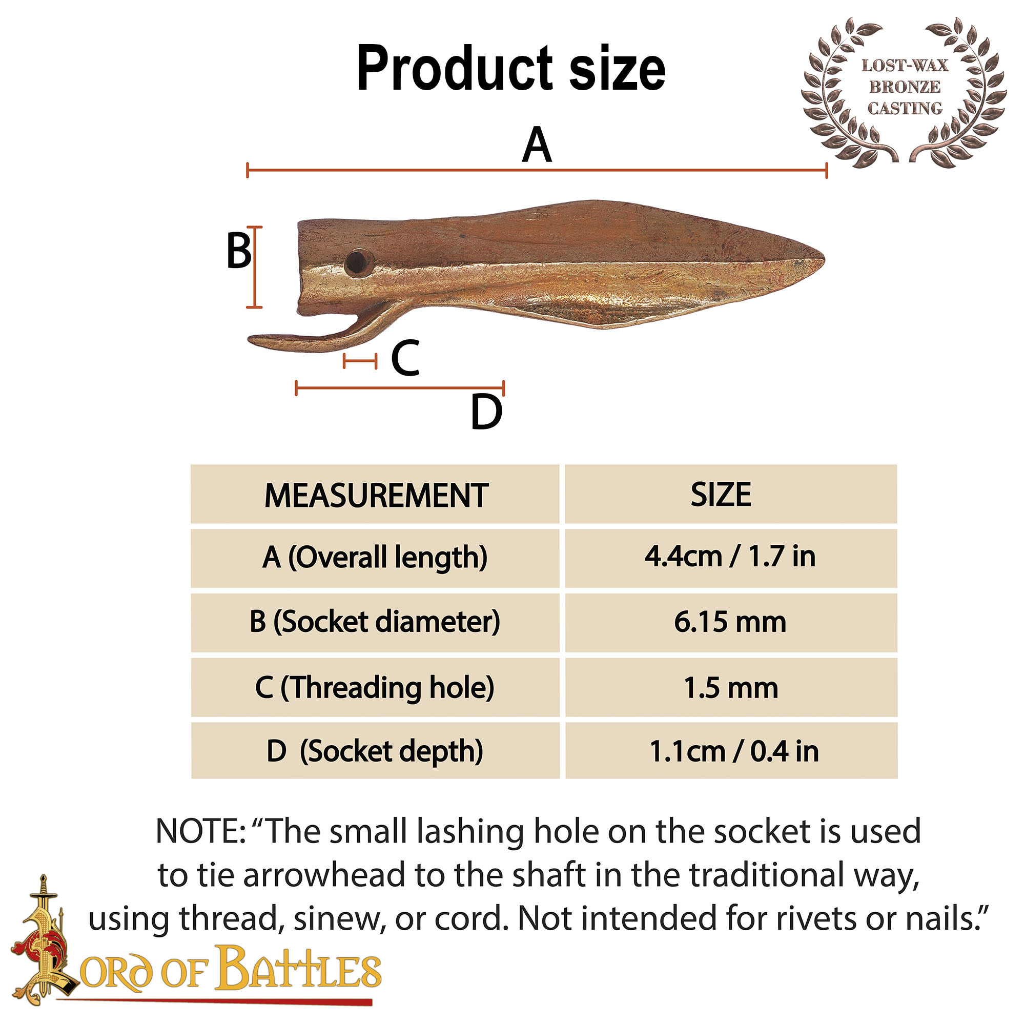 Bronze Arrowhead, Late Bronze Age Style (13th–8th Century BCE) | Lost-Wax Cast | 4.5 cm - Image 3
